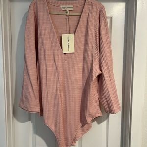 Mara Hoffman pink textured bodysuit